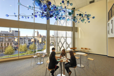 School for Creative and Performing Arts common space with abundant natural lighting